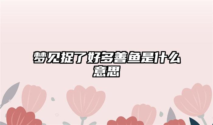 梦见捉了好多善鱼是什么意思插图